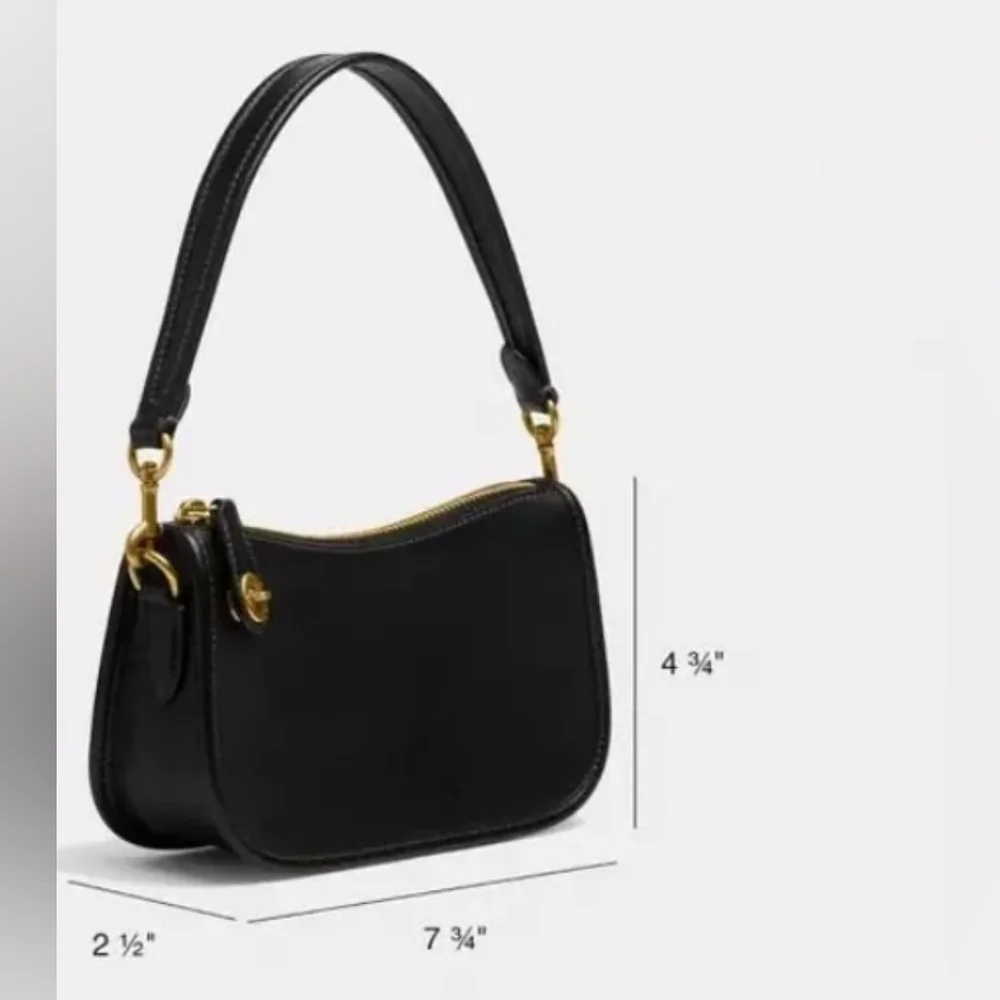 Black Croc-Embossed Coach Swinger 20 Shoulder Bag - Picture 9 of 11